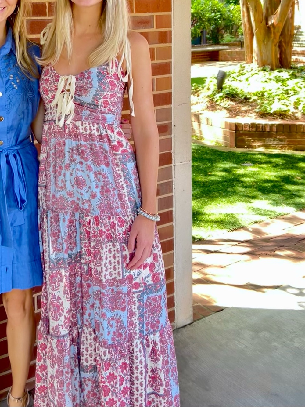 Francesca's red and blue maxi dress with tie straps